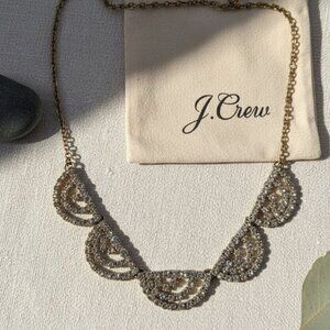 J. Crew Crystal Scallop Fan Bib Statement Necklace - Excellent